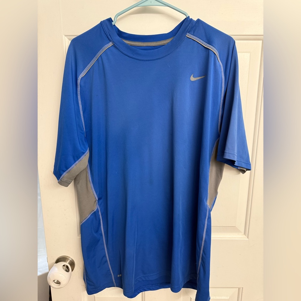 Nike Dri-FIT Blue Shirt with Gray Trim